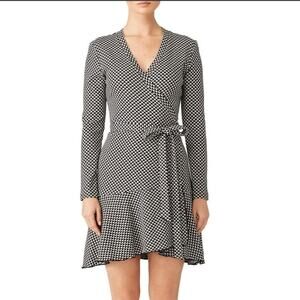 Nicole Miller Collection Claudette Knit Wrap Sweater Dress M Geometric Ruffles